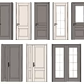 Modern Hinged Doors With Various Styles Glass Panels And Double Designs 3d model