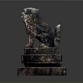 Traditional Chinese Stone Lion Guardian Statue with Pedestal Base and Ancient Craftsmanship