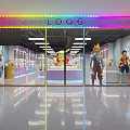 Pikachu Themed Shopping Mall Store with Central Display Platform and Product Shelves