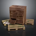 Rustic Wooden Chest of Drawers with Multiple Drawers on Wooden Pallets