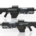 Futuristic Black Sci Fi Weapon Design With Dual Tactical Scope And Complex Structure