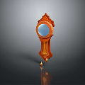 Classic Wooden Carved Wall Clock With Round Mirror Face And Decorative Pendulum