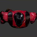 Red Superhero Action Figure With Red Costume Black Mask And Yellow Belt Standing Pose