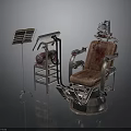 Vintage Medical Equipment Set Including Metal Frame Chair And Instrument Stand