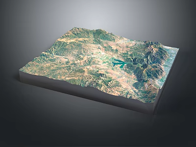 Scenic Mountain Landscape With Green Vegetation Blue Lake And Natural Terrain 3d model