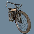 Vintage Bicycle With Engine Featuring Classic Design Curved Handlebars And Leather Seat