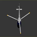 Modern Black Blue Helicopter With Rotors Landing Gear And Dark Background Reflection