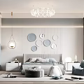 Modern Kids Room Interior With Gray Tones Circular Wall Decor Pendant Light And Accent Chair