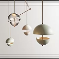 Modern Artistic Pendant Lights With Spherical Glass And Hemispherical Metal Shades