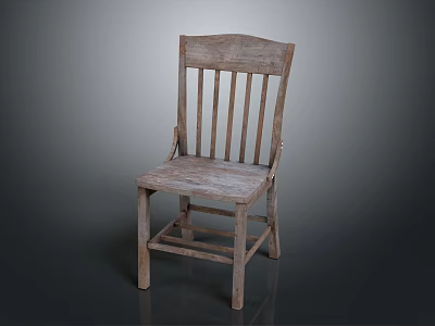 Rustic Wooden Leisure Chair With Slatted Back Distressed Surface And Natural Texture 3d model