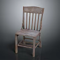 Rustic Wooden Leisure Chair With Slatted Back Distressed Surface And Natural Texture