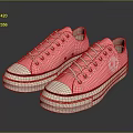 Pink Canvas Sneakers with White Laces and White Sole and Logo on the Upper
