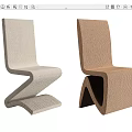 Modern Single Chair With Curved Structure And Textured Fabric In Light Brown Tones