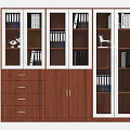 Modern Wooden Bookcase With Glass Doors Drawers And Storage For Books Decorative Items