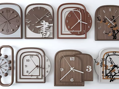 Unique Decorative Wall Clocks With Various Wooden Designs And Artistic Patterns 3d model