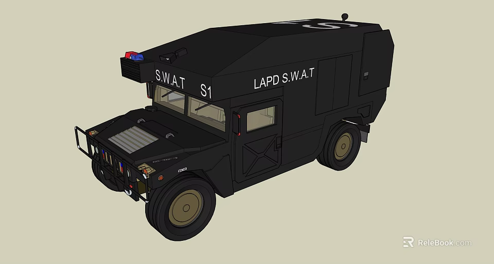 LAPD SWAT Armored Vehicle With Police Lights And Special Task Features 3d model 
