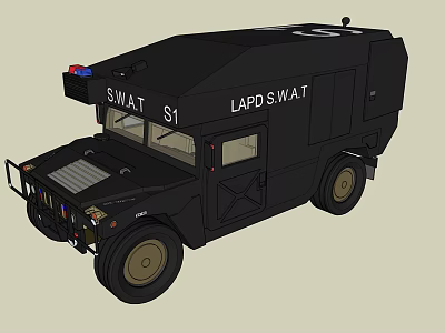LAPD SWAT Armored Vehicle With Police Lights And Special Task Features 3d model
