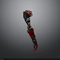 Red Black Robotic Leg Mechanical Structure With Joints And Components
