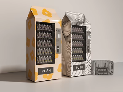 Commercial Vending Machines With Decorative Patterns And Push Button For Bottled Products 3d model