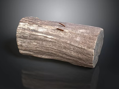Natural Rustic Wooden Stump With Textured Surface And Small Middle Holes 3d model