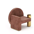 Brown Accent Chair with Circular Backrest and Gold Side Table 3d model