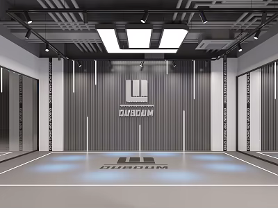 Modern Gym Interior Design With Branding And Lighting 3d model