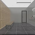 Modern Locker Room Interior With Wooden Lockers Bench Mirror And Sink