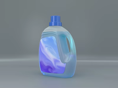 Laundry Detergent Bottle With Blue Cap And Purple Blue Liquid For Daily Washing Use 3d model
