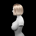 White Human Mannequin With Short Blond Hair And Prominent Breasts On Black Background