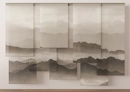 New Chinese Fabric Shutter Shangri-La Dream Curtain 3d model