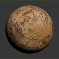 Vintage Globe Featuring Antique Map Texture Brown Orange Surface And Gray Gradient Background 3d model
