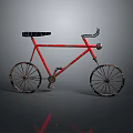 Vintage Red Bicycle With Classic Frame Black Seat Spokes And Gray Background