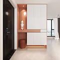Modern Interior Shoe Cabinet Design With White Gray Wooden Panels Open Shelf And Stone Wall