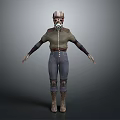 Post Apocalyptic Character Outfit With Gas Mask Green Jacket And Blue Pants