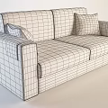 Beige Multi Person Sofa With Black Armrest Cup Holders And Light Colored Pillows 3d model