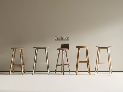 Middle Ancient Bar Chair Bar Chair Wooden Chair Leather Chair 3d model