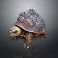 Reptile Turtle With Red Glowing Eyes Textured Shell Sharp Claws And Mythical Design 3d model