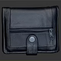 Black Leather Wallet With Zipper Compartment And Snap Closure For Daily Use 3d model