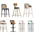 Stylish Bar Stools Featuring Various Modern Designs Different Colors And Unique Shapes 3d model