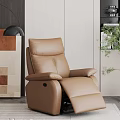 Modern Brown Leather Single Recliner Sofa With Comfortable Footrest And Ergonomic Design