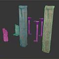 Ancient Stone Columns And Classical Pillar Fragments In Various Sizes 3d model