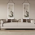 New Chinese-style double sofa 3d model