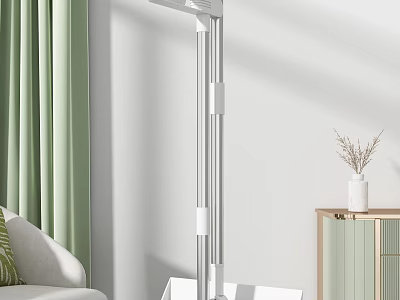 Minimalist Floor Lamp In Bright Living Room With Sofa And Cabinet 3d model