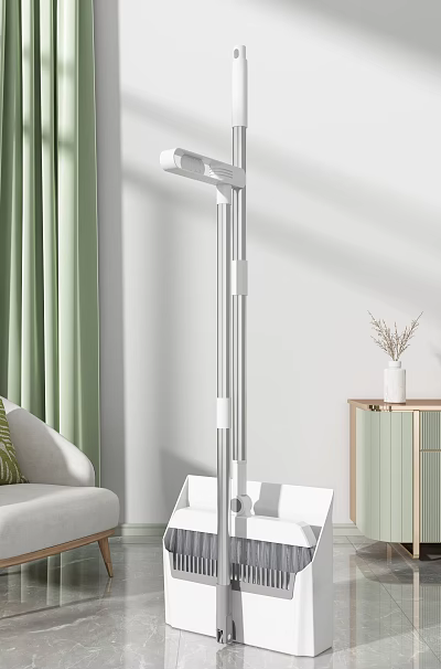 Minimalist Floor Lamp In Bright Living Room With Sofa And Cabinet 3d model