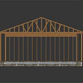 Wooden Garage Frame Structure With Roof Trusses And Concrete Base Foundation