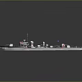 Warship Model Y401 With Detailed Deck Structure Smokestacks Masts on Dark Surface 3d model