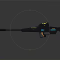 Futuristic Sci Fi Weapon 3D Model With Blue Yellow LED Lights And Sleek Design
