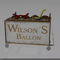 Wilson's Ballon Vendor Cart With Colorful Balloons Metal Frame And Wheels