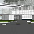 Elegant Clubhouse Interior Design With Gray Floor Large Windows White Chairs And Black Sofas