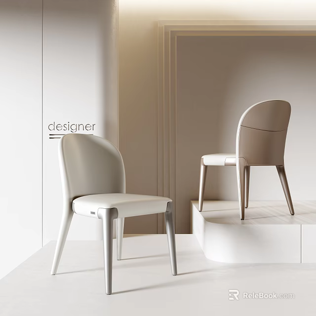 Modern Designer Leisure Chair In Beige And Light Brown Leather For Interior Display Stand 3d model 
